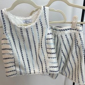 Lucy Paris @Dillards Tweed Tank Short Set - Blue White